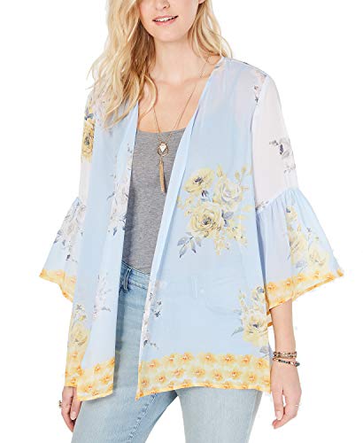 Floral-Print Flutter-Sleeve Kimono